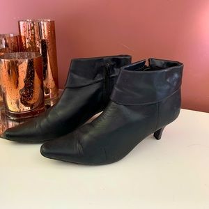 Greenwich Village Black Leather Ankle Boots